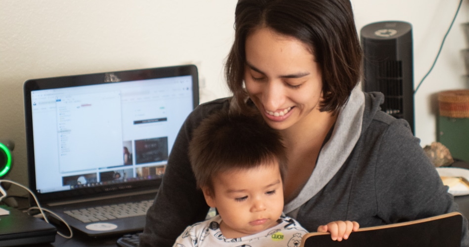 Remote worker with child